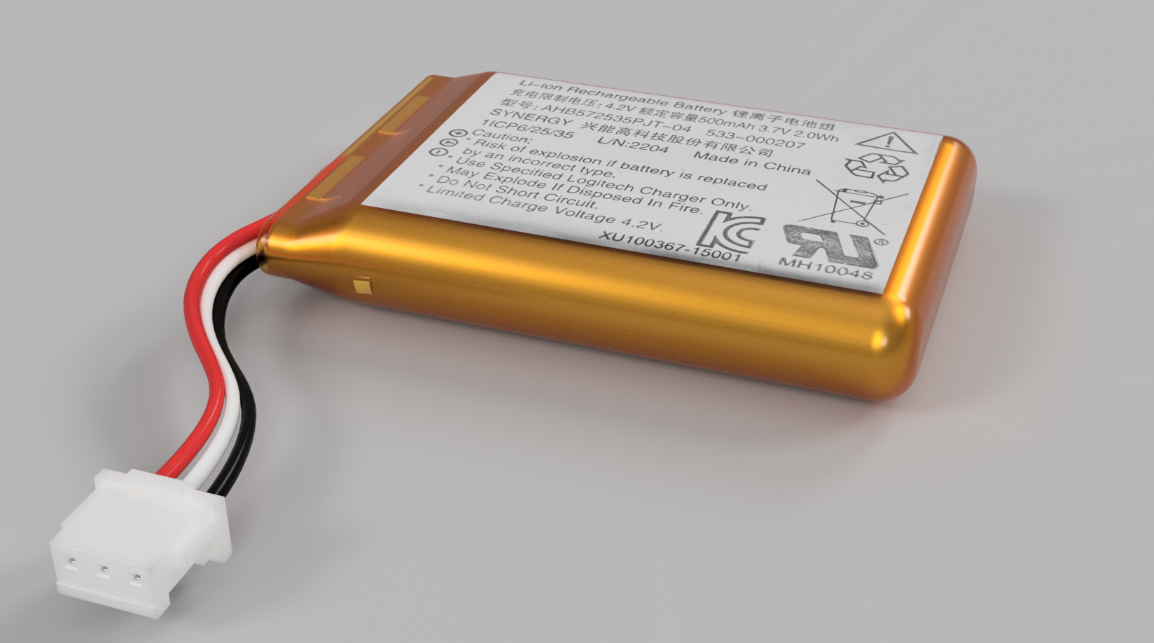 3.7v锂离子500毫安时电池